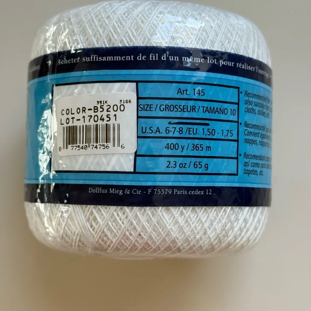 DMC Traditions Mercerized Cotton Thread‎ Crochet Craft White Art 145